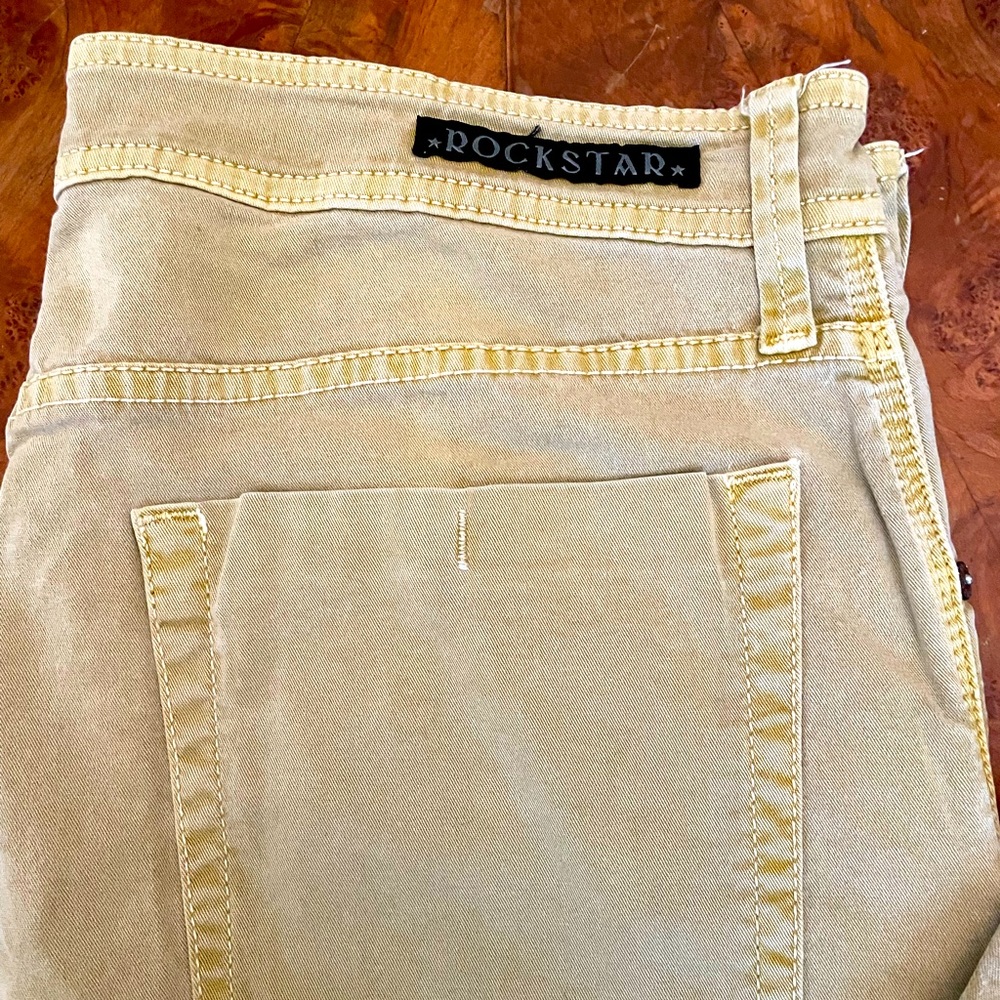 Two pairs of vintage Rockstar jeans in gorgeous mustard yellow and light blue!